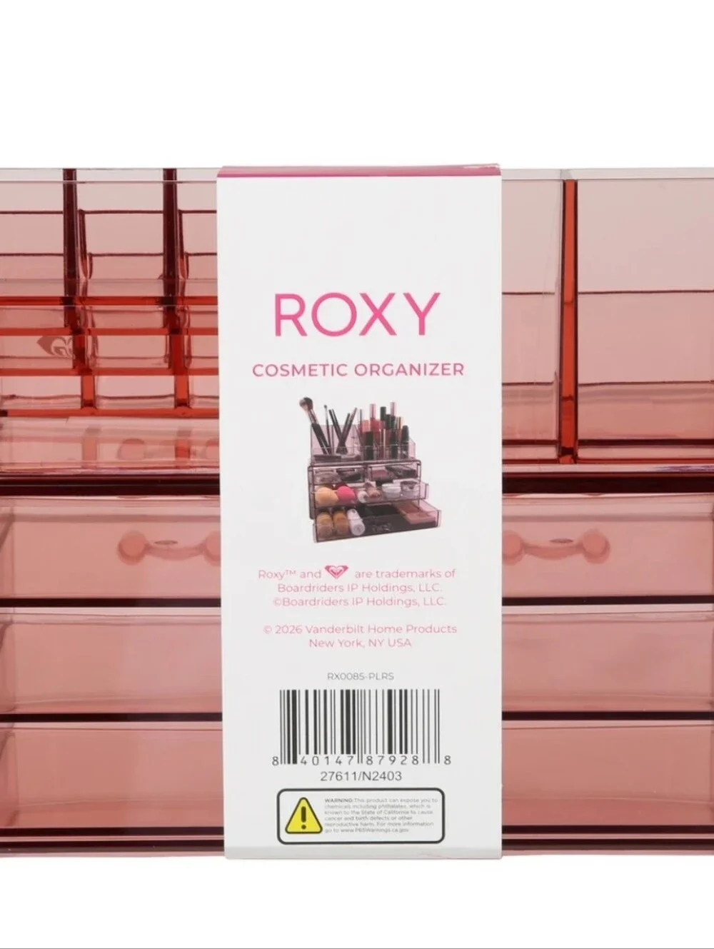 Roxy 2-Tier Pink Acrylic Cosmetic Organizer